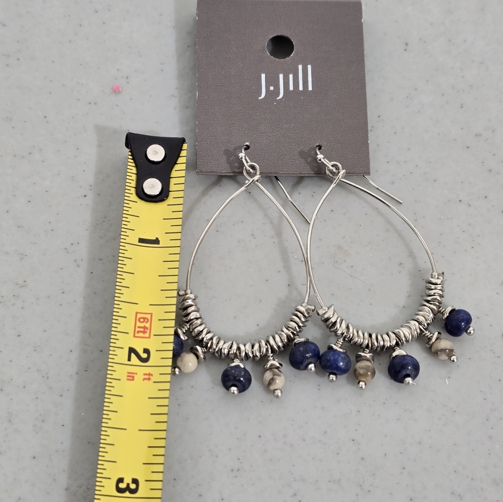 J. Jill Silver and Blue Beaded Earrings - Picture 2 of 3